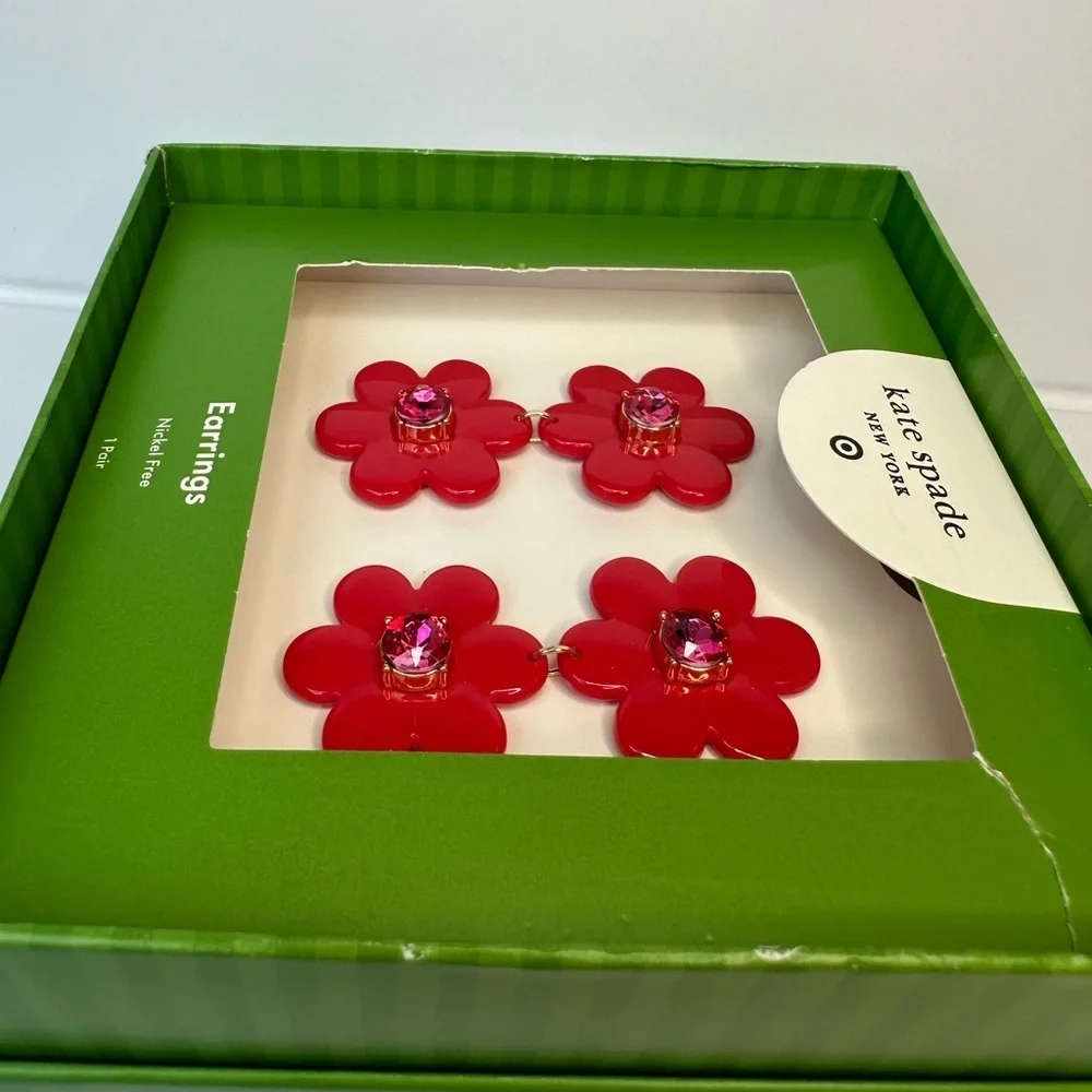 Kate Spade x Target Red Flower Earrings NIB